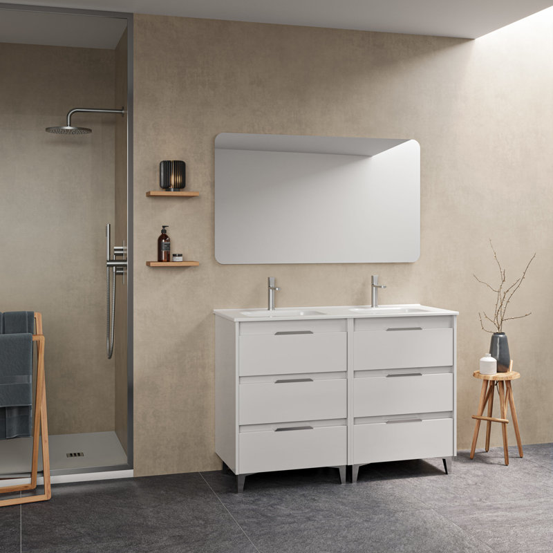 Vanity & Mirror Set, White