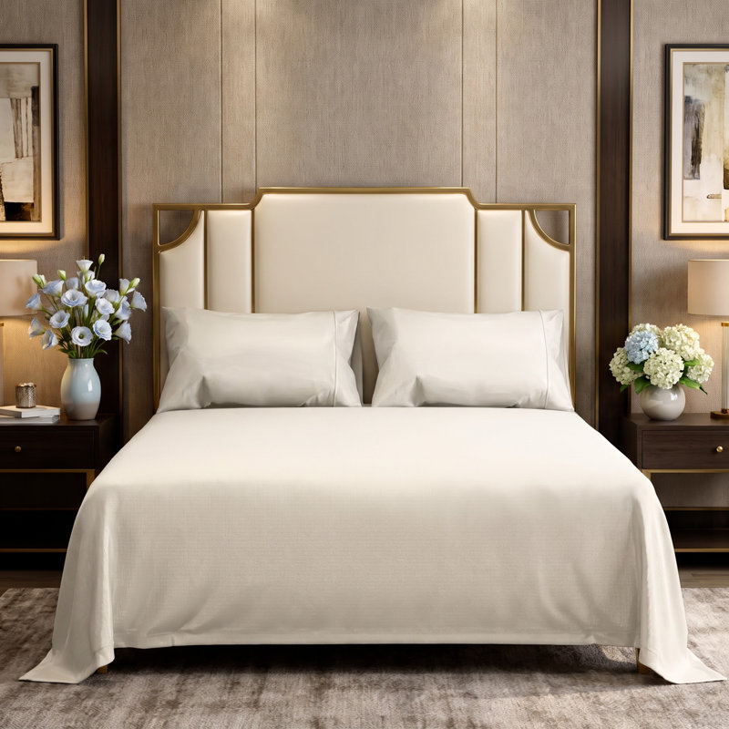Ensemble de draps 4 pièces en microfibre brossée pour lit double, doux et agréable au toucher, poches profondes, infroissables, résistant à la décoloration et au rétrécissement.
