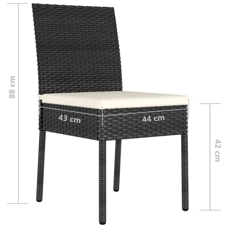 Chaise d'appoint de patio avec coussin Coursey, Crème, Noir