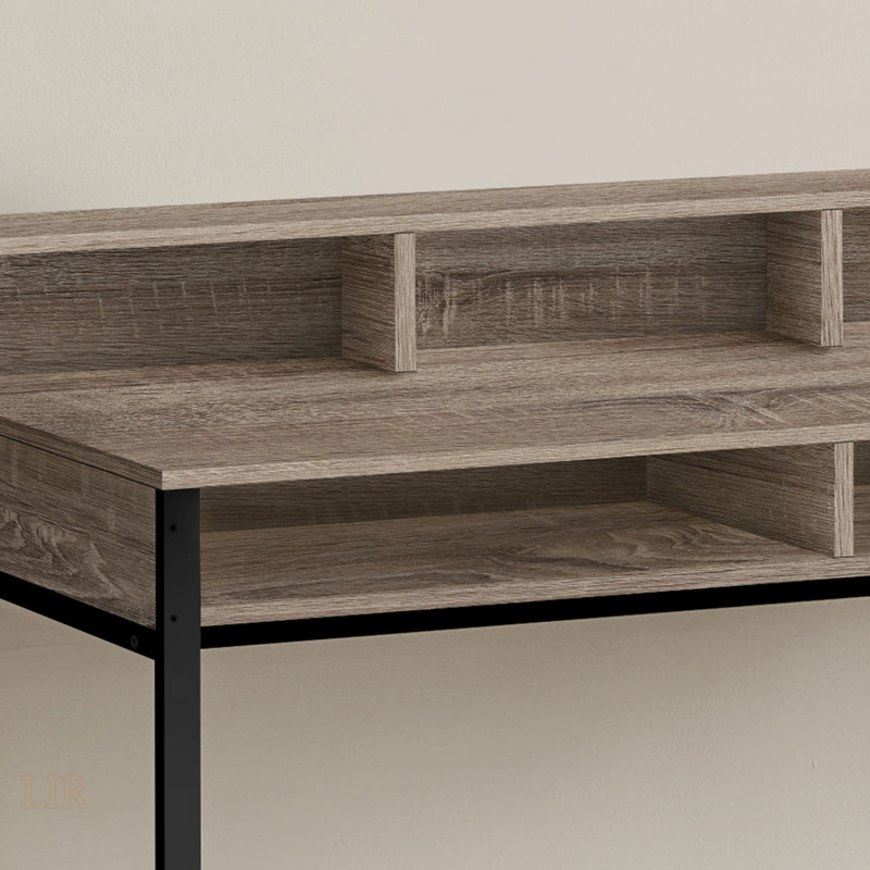 Bureau d'ordinateur contemporain avec tablettes de rangement, pour le bureau personnel et les espaces de travail modernes