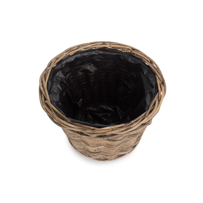 Rattan Planter Basket with Lining, 27cm H x 39cm W x 39cm D