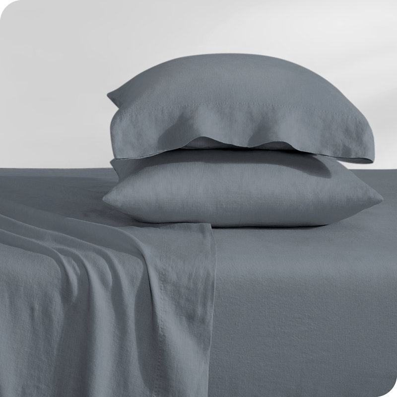 Full Dark Grey Organic Linen Sheet Set