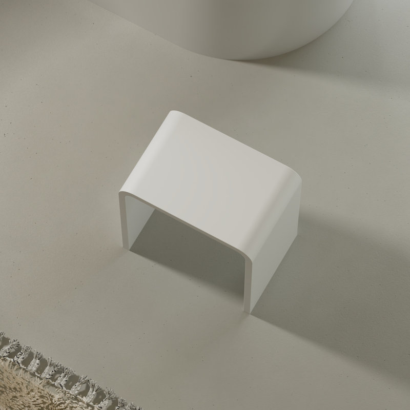  Tabouret de douche 16 po x 11 po à surface solide blanc, Blanc mat