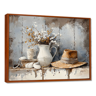 Farmhouse Hat And Wildflower Vase - Countryside Wall Décor