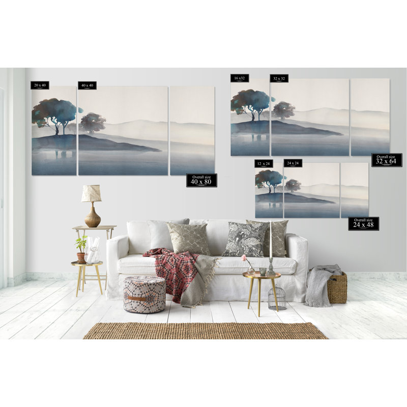 «Serene Silhouette I», reproduction d'impression sur toile, H 32 po x l 64 po x P 1,5 po