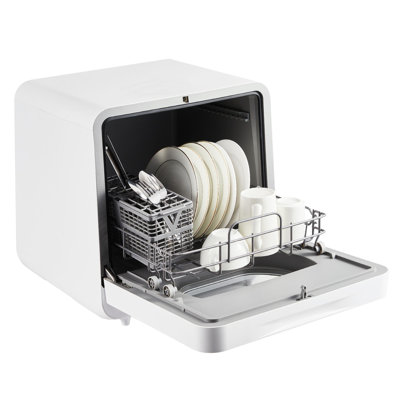 Countertop Portable Dishwasher Compact Mini Dishwasher with Faucet & Self-Priming Water Inlet 6 Wash Programs High-Temp Cleaning No Hookup Needed for RV Apartment Dorm