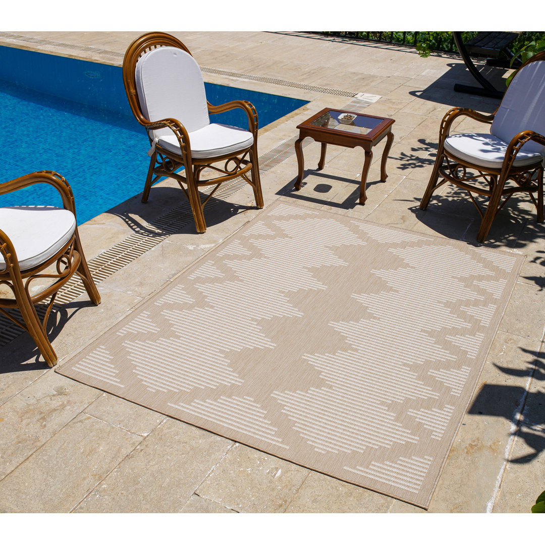 Waikiki Striped Beige Indoor / Outdoor Rug Wade Logan® Rug 