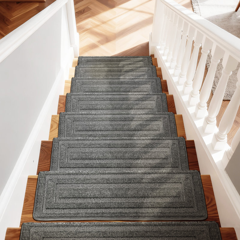 Tapis d'escalier bullnosé antidérapant (ensemble de 16), Gris, 16