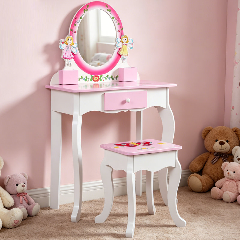 Vanity Desk Set, Makeup Table, Dresser Table Pink