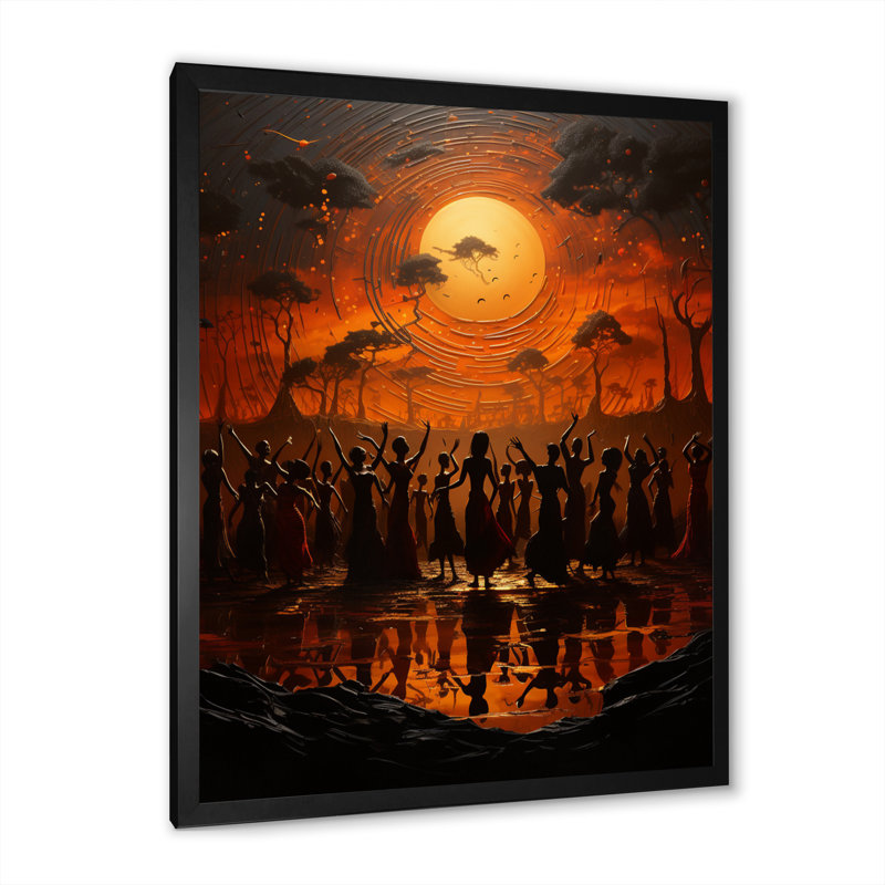 «Gweneviere African Tribal Rhythms» - reproduction de cadre photo simple, Cadre noir, H 40 po x l 30 po x P 1,5 po