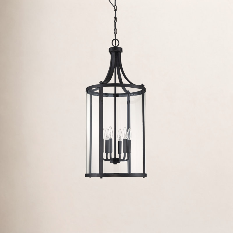 Lustre géométrique noir à 6 lumières Wayland, Noir, Six lumières, H 34 po x l 16 po x P 16 po