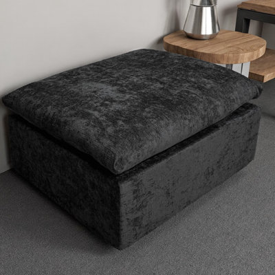 Canapé modulaire noir confortable en velours côtelé, sans assemblage pour appartement