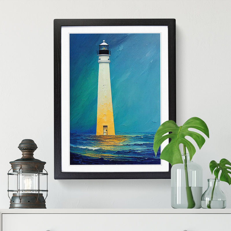 FRM-V0523-1672X Painted Lighthouse Vol.5 1 Piece Wall Art, 46cm H x 34cm W x 2cm D, Oak
