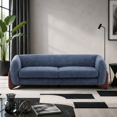 82Inches Boucle Sherpa Sofa - Navy Blue