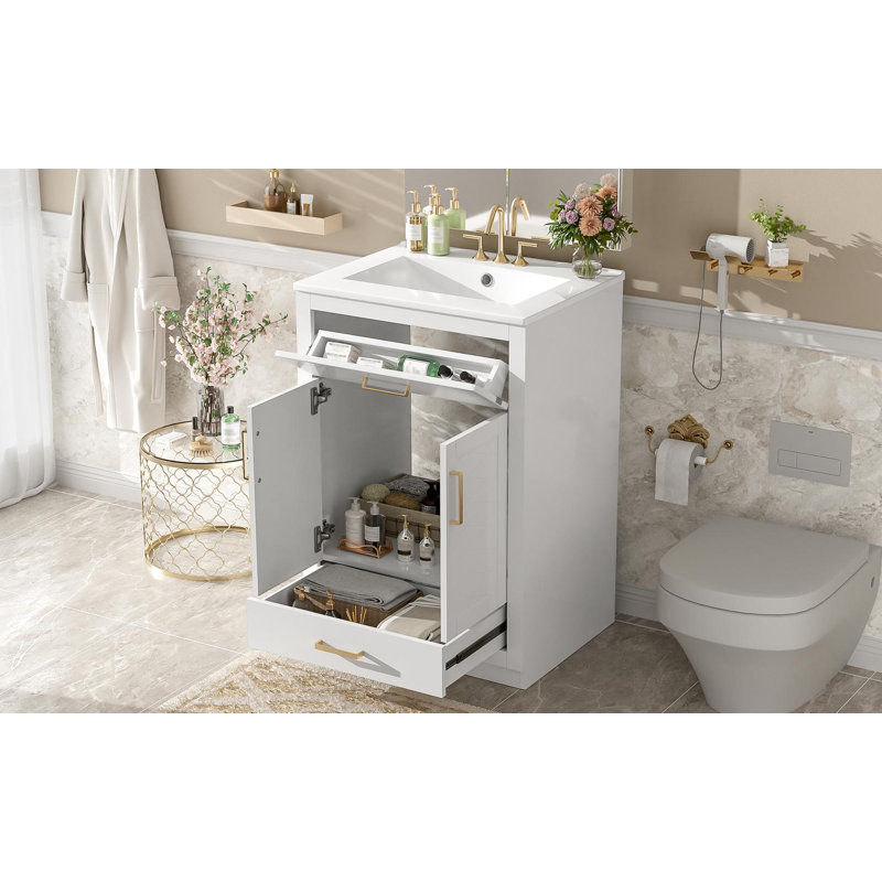 24" Bathroom Vanity with Integrated Ceramic Sink