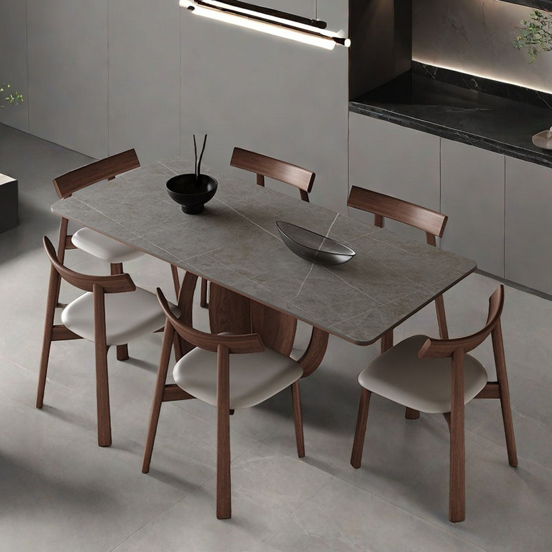 Table géométrique Rock Plate avec pieds en chêne, H 29,5 po x L 55,1 po x l 31,5 po