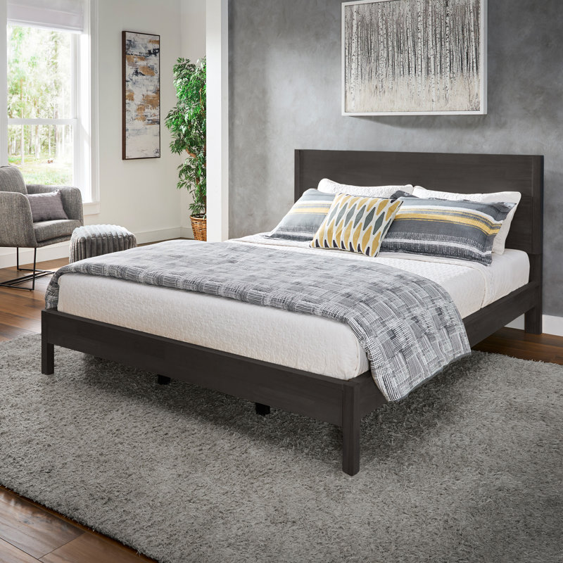 Ismail Danish-Inspired Modern Platform Bed, Queen, Black