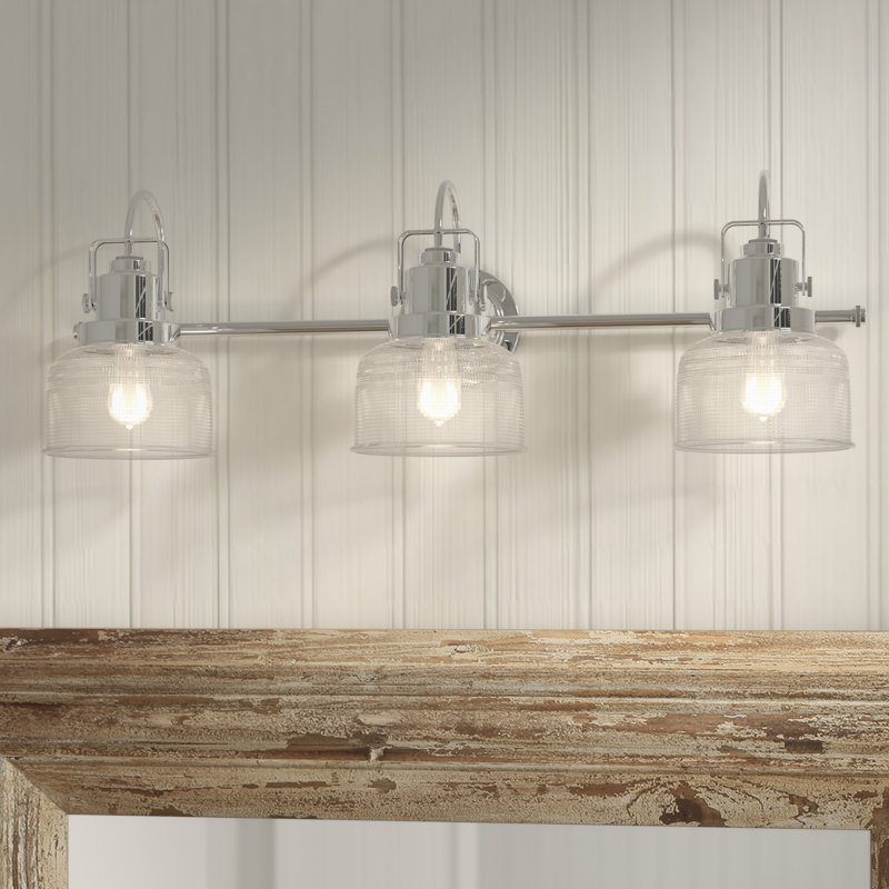 Éclairage pour meuble-lavabo à intensité variable Rosser, Chrome poli, 8.75"H x 26.25"W x 7.25"D, 3 Lights