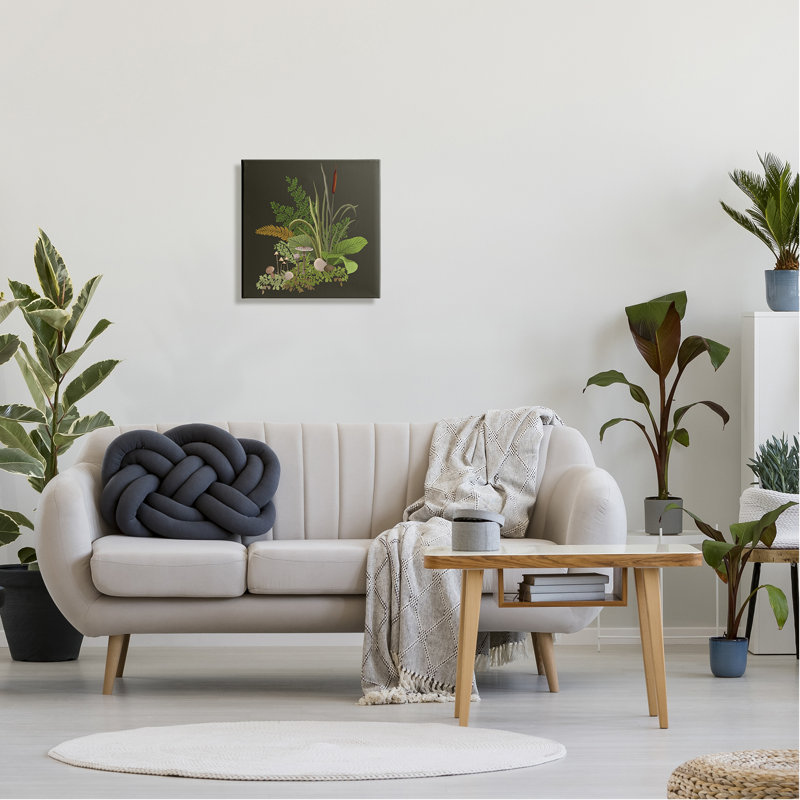 Forest Botanicals Green and Brown Canvas Wall Art with Wooden Frame