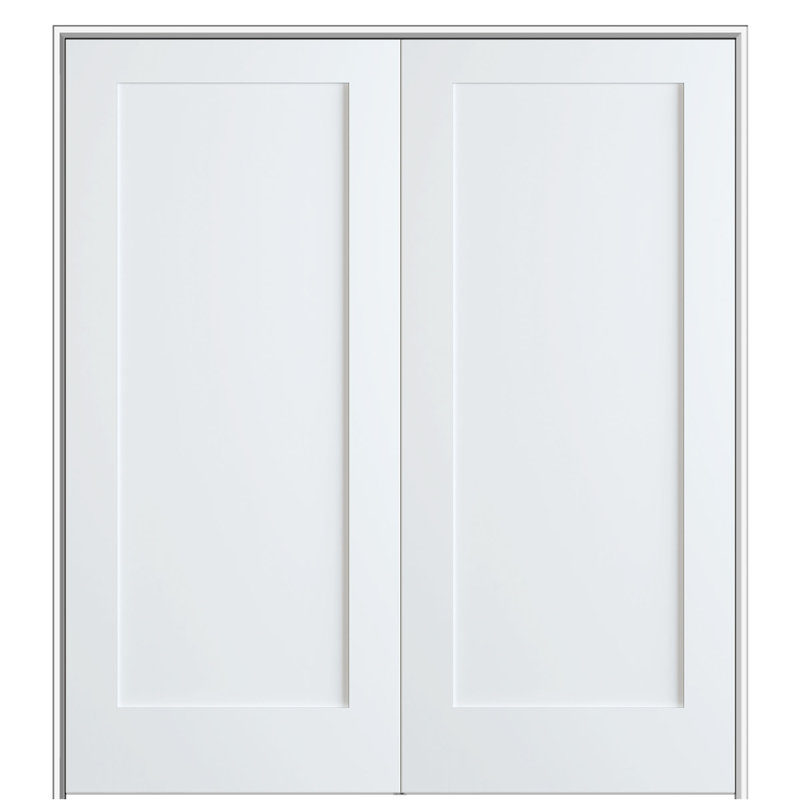 Shaker Solid Core Primed Prehung Interior Double Prehung Door, Reversible, 72" x 80"