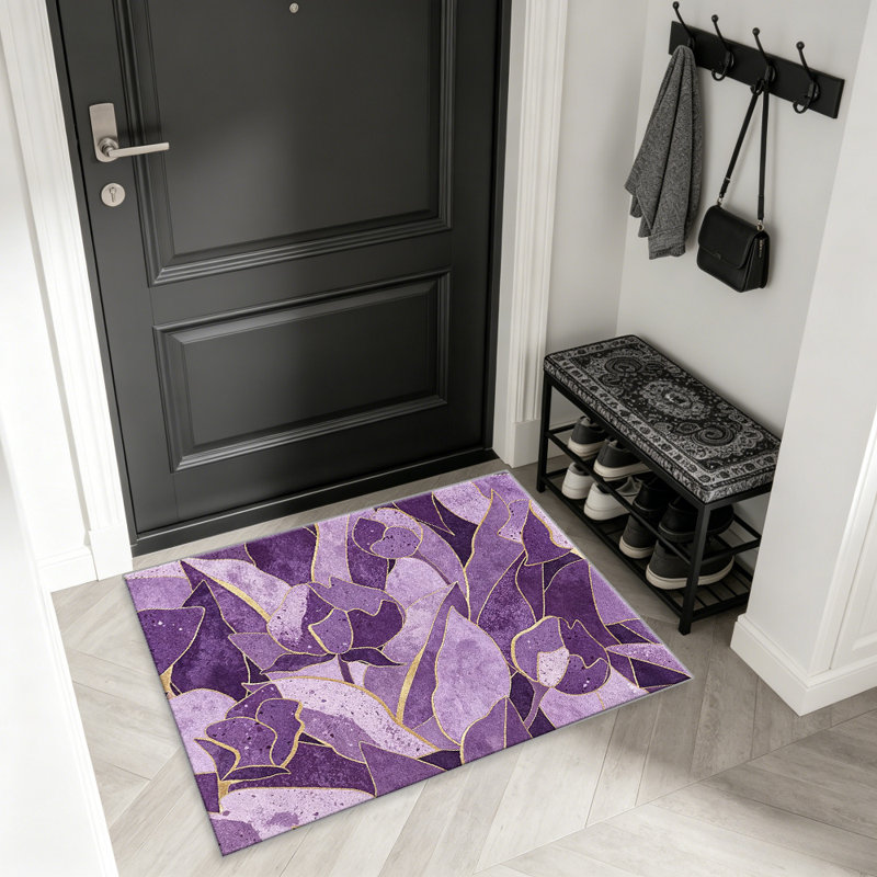 Purple Floral Abstract carpet-easy to clean, machine-washable, soft and comfortable; suitable for door mats, kitchens, living rooms, bedrooms, corridors, and laundry areas. Easy to clean, durable carpet for home decoration.