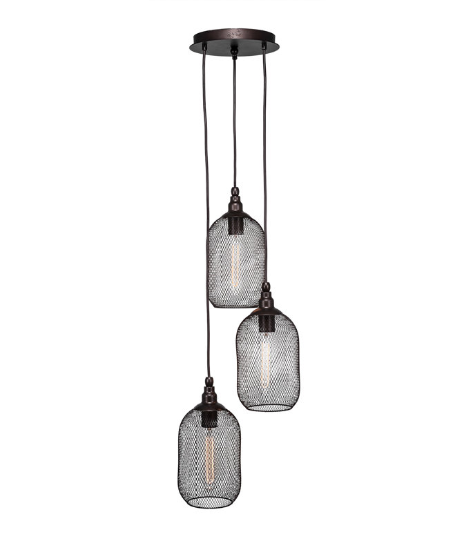 Luminaire suspendu 3 lumières Adkins Plexus, Bronze