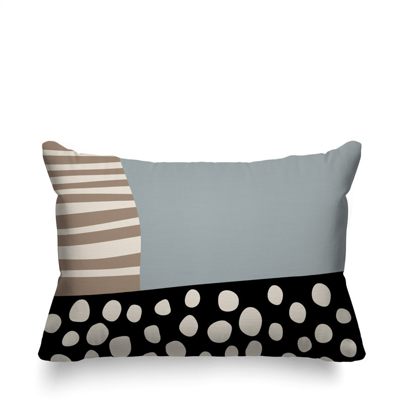 Oreiller rectangulaire réversible intérieur / extérieur Ekon, H 18 po x l 25 po, Gris / noir / blanc cassé