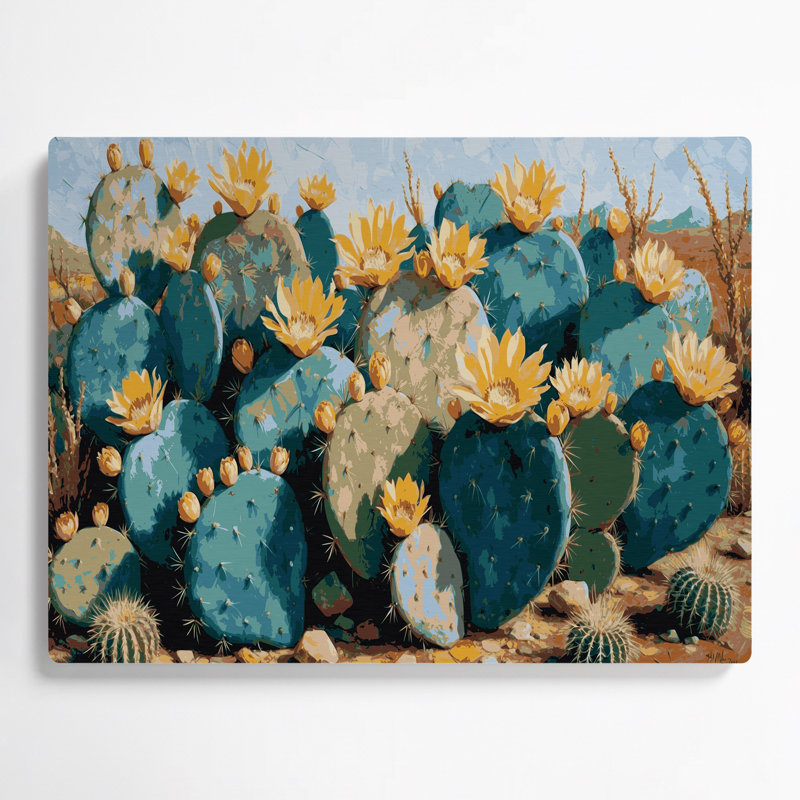 Southwestern Plants Prickly Pear 175 Blue Metal Wall Art