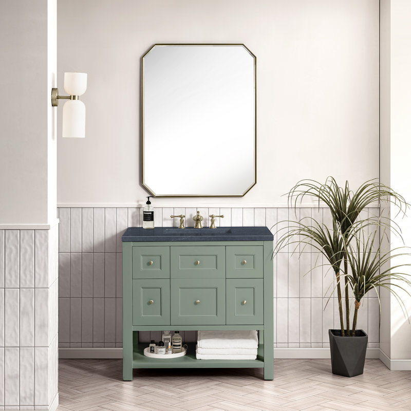 Breckenridge 36'' W Single Vanity, Charcoal Soapstone, Smokey Celadon, 8" Widespread