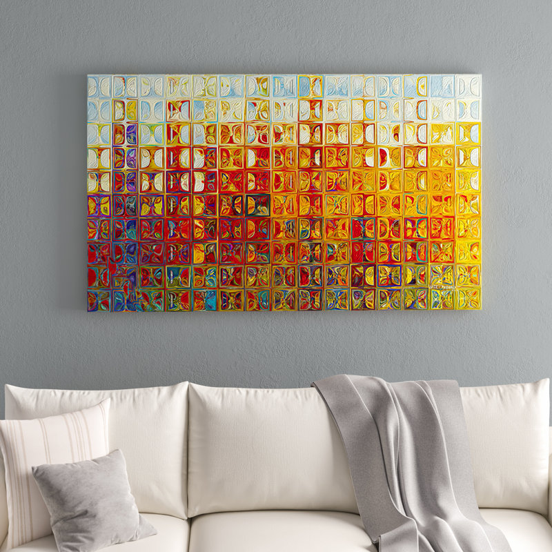 «Modern Mosaic Tile Wall Art # 1, 2015» par Mark Lawrence, impression sur toile tendue, H 36 po x l 60 po x P 1,5 po
