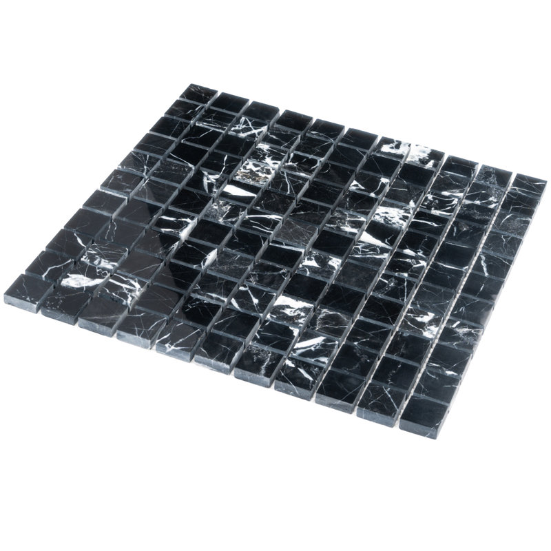 Vigoro 12 x 12 Nero Marquina Marble Polished Mosaic Tile (5 Sq Ft/Case) - 5 Pack