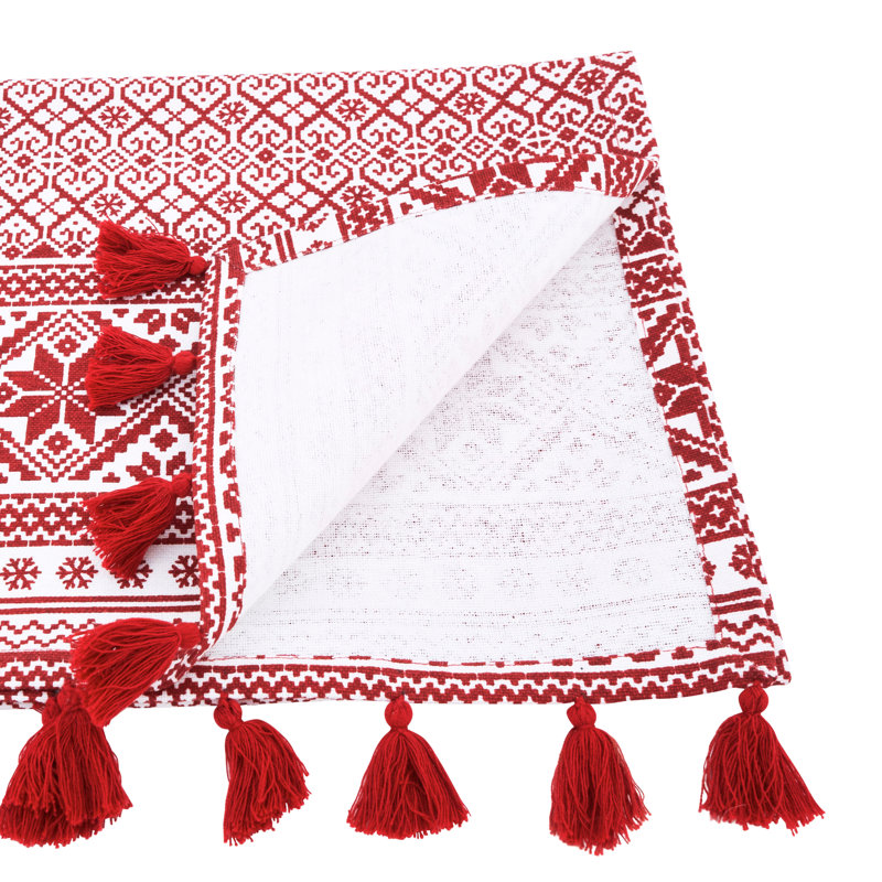 Jayapura Geometric Christmas Table Runnner, 16" x 108"