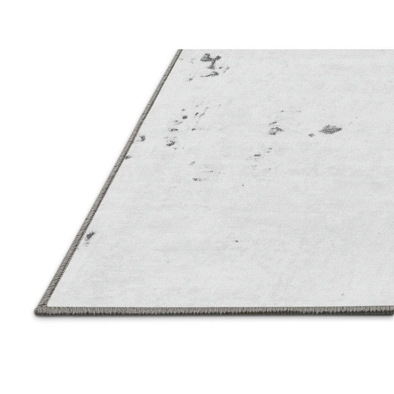 Tapis gris / blanc en chenille / polyester tissé à la machine Maria-Leigh, Rectangle 8 pi x 12 pi