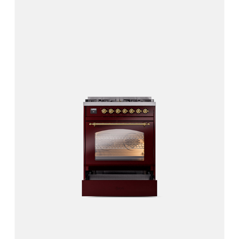ILVE Nostalgie II 30 in Induction Range, Burgundy/Brass