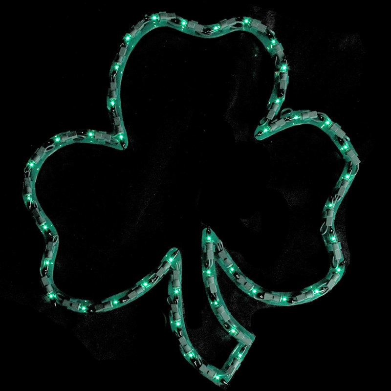 Décoration de fenêtre de Noël irlandaise en forme de trèfle éclairé de 17 po