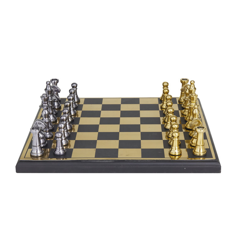 L'OBJET Gold-plated brass, wood and marble chess set