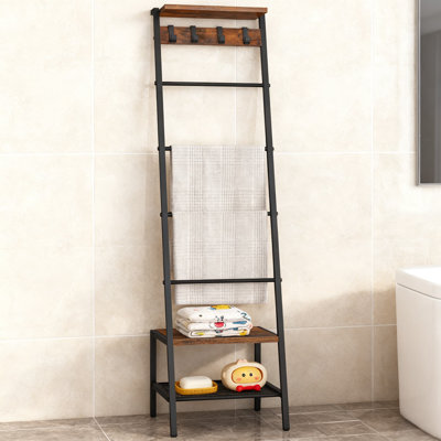 7-Tier Giraffe Shape Blanket Ladder With Hooks, Industrial Metal Frame Towel Rack For Living Room And Bedroom, Decorative Storage Shelf