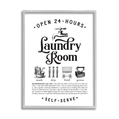 «Vintage Laundry Room Définition Wash Dry Fold» par lettrage et doublure - publicité imprimée