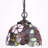 Small Tiffany Pendant Light Plug in Brown Grape Style Stained Glass Hanging Lamp