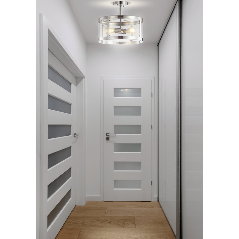 Pinkney Glass Semi Flush Mount, Chrome