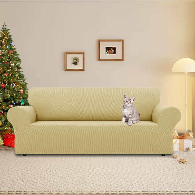 Housse pour canapé à coussins en T, Polyester champagne, H 40 po x l 110 po x P 40 po
