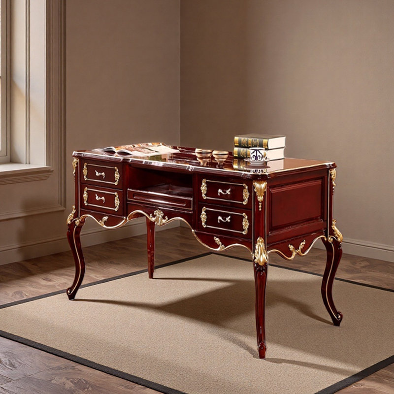 Bureau d'ordinateur brun-rouge durable,  H 30,7 po x l 47,24 po x P 22,83 po