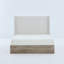 Cadre de grand lit avec tête de lit de 54 po, conception scandinave rustique, toile texturée, support en métal, boîte tout-en-un, installation simple de grande taille, esthétique neutre, cadre, sans sommier, facile