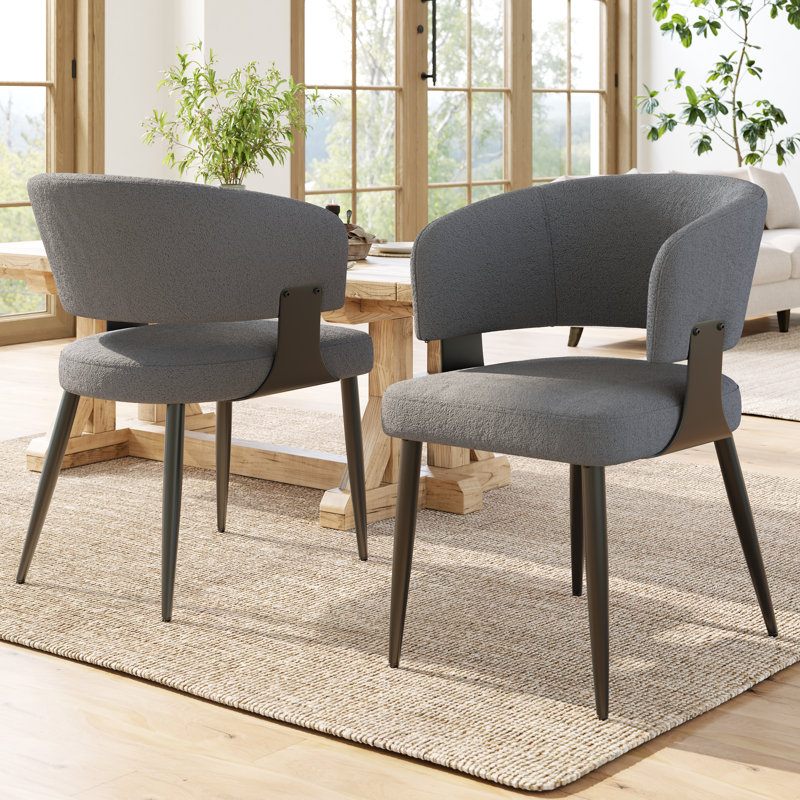 Fabric Upholstered Metal Armchair, 2, Grey