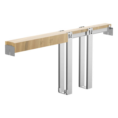 Pocket Door Frame Kit 30" x 84" with Steel Studs, Soft-Close Mechanism, Quiet Sliding, Space-Saving Design, Adjustable Width for Home Doors