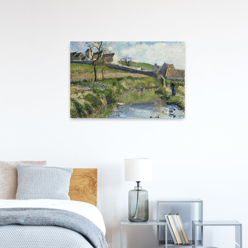 The Farm At Osny, 1883 Impressionist Abstract Contemporary Duck Landscape Architecture Wall Art Print, 60.96cm H x 91.44cm W