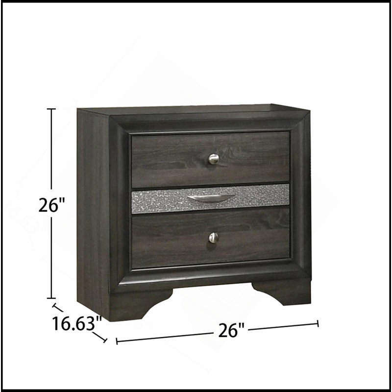 Table de chevet avec tiroirs, Gris