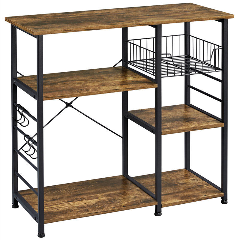 Kitchen Storage Rack Metal Frame Wood Look, Brown