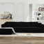 Nuage noir 106 po en forme de L avec méridienne orientée vers la gauche, 3 sièges, sans assemblage, velours côtelé modulaire mi-doux-901530819-901530822-901530816