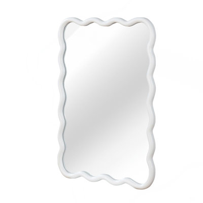 20"x30" Wavy Rectangle Solid Wood Frame Decorative Mirror,For Bedroom, Bathroom, Living Room, Entryway